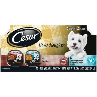 Cesar Home Delights Beef Stew and Chicken and Vegetables Variety Pack Small Breed Wet Dog Food - 2.64lbs/12ct