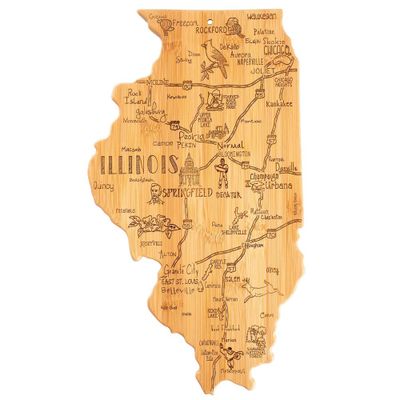 Totally Bamboo Destination Illinois Serving and Cutting Board: State Design, Lightweight Bamboo, 16.5 x 9.25