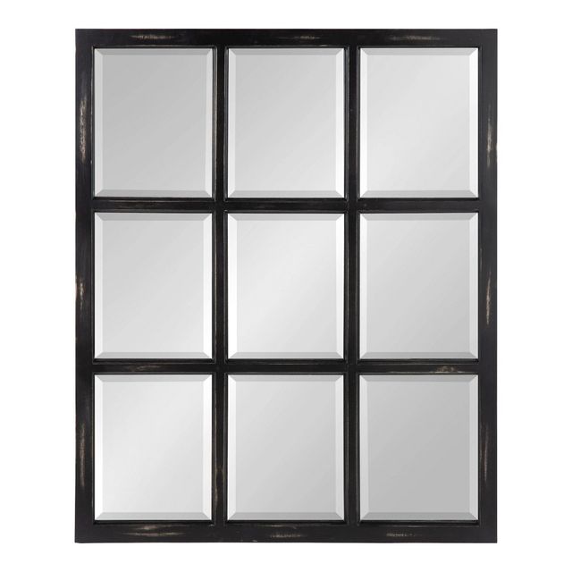 26 x 32 Hogan Windowpane Wall Mirror Black - Kate & Laurel All Things Decor