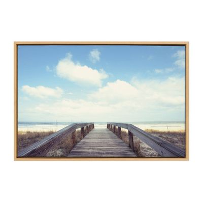 23 x 33 Sylvie To The Beach Framed Canvas by Matt Meyer Natural - DesignOvation: Coastal Decor Wall Art