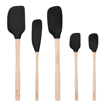 Tovolo 5pc Silicone and Wood Handle Spatula Set Black