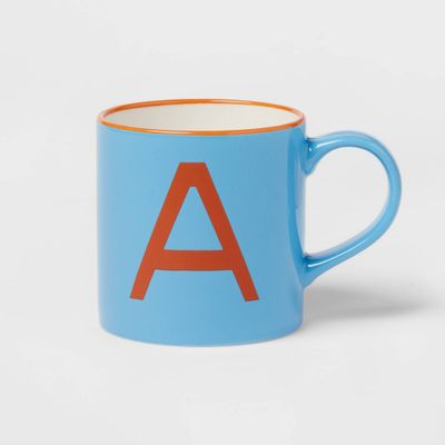 16oz Stoneware Monogram Mug A Blue - Opalhouse