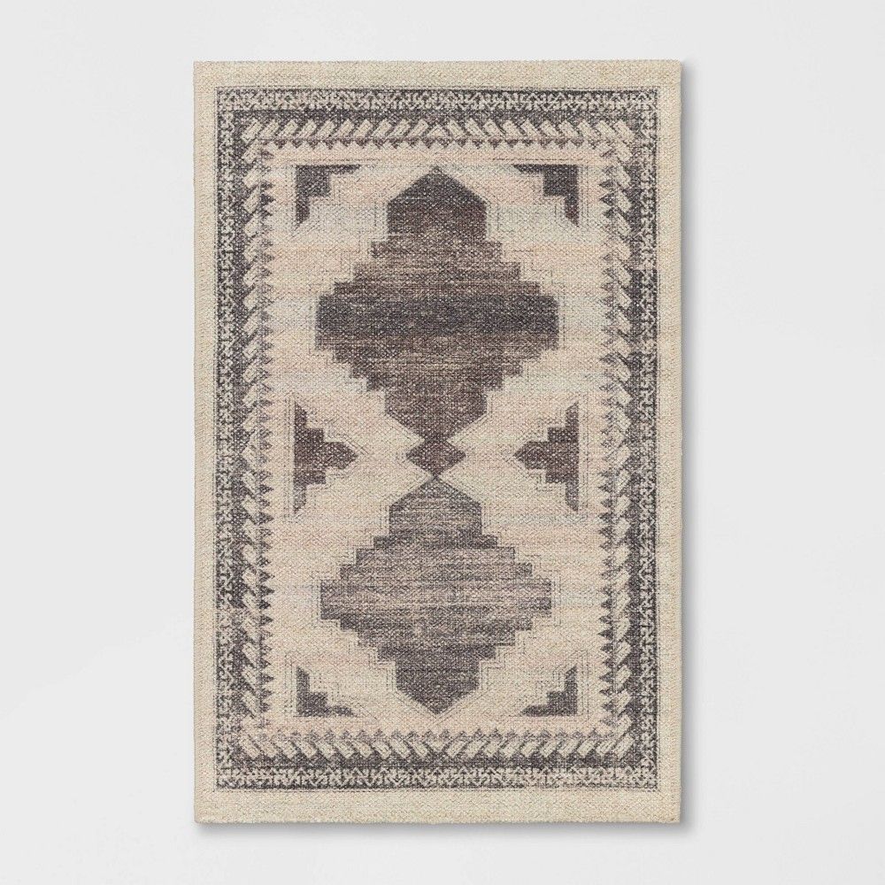 Washable Cromwell Printed Persian Style Rug Tan