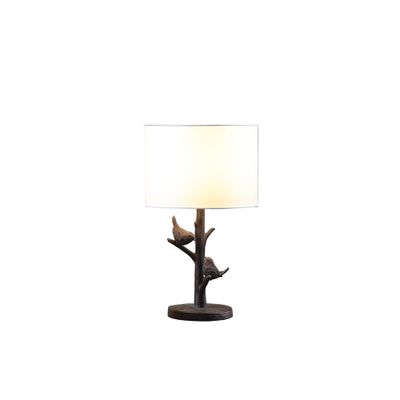 18 Sparrow Birds on A Tree Polyresin Table Lamp Bronze - Ore International: Rustic, Drum Shade, Polyresin Base