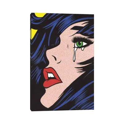 Green Eyes Crying Girl by Allyson Gutchell Unframed Wall Canvas