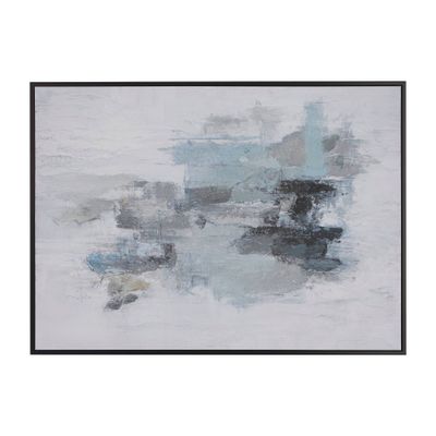 Contemporary Canvas Abstract Framed Wall Art with Black Frame Blue - Olivia & May