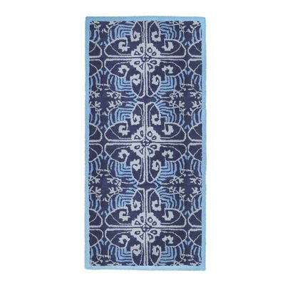 56 Long Minuteman International Art Deco Classic Rectangular Hearth Rug Prussian Blue - ACHLA Designs