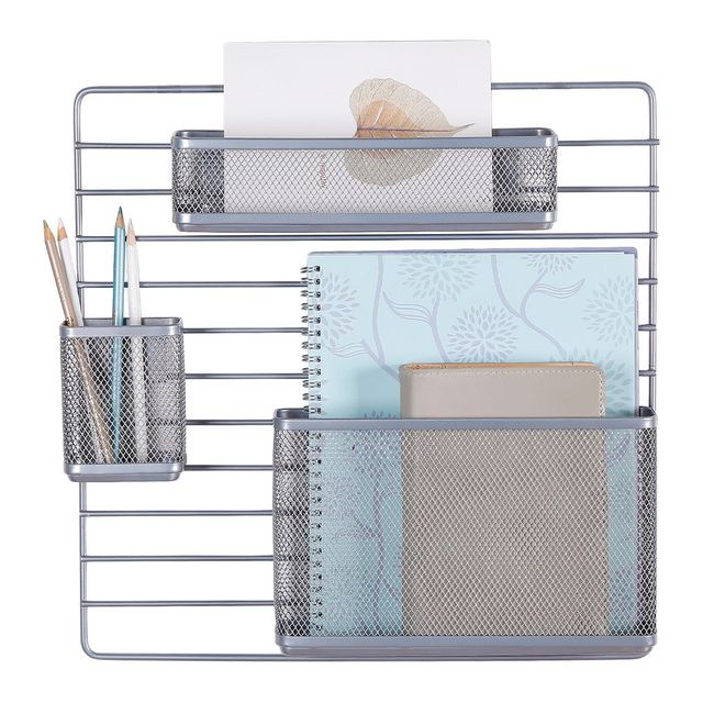 Mesh Additional Wall Organization Tools Silver - Brightroom: Steel Desk & File Organizer for Office Supplies