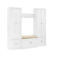 4pc Harper Entryway Set with Bench, Shelf & 2 Pantry Closets: Organizer with Coat Rack - Crosley