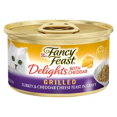 Purina Fancy Feast Delights with Cheddar Grilled Gourmet Wet Cat Food Turkey & Cheddar Cheese Feast In Gravy - 3oz