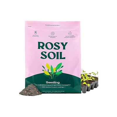 Rosy Soil 8lb Seedling Mix Potting Soil: Organic, Moisture Control, For Patio & Garden Plants