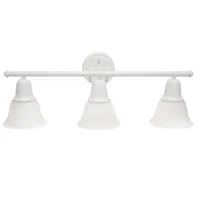 3 Light Metal and Alabaster  Glass Shade Vanity Wall Light Fixture with Metal Accents  - Lalia Home