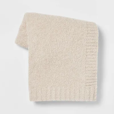 Cozy Knit Throw Blanket  - Threshold: Sensory Friendly, Midweight, Woven Polyester & Nylon, 50x60