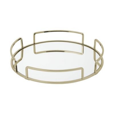 13x13 Modern Round Vanity Mirror Tray Gold - Bath Bliss