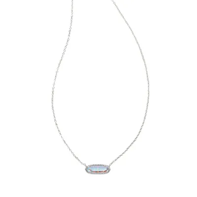 Kendra Scott Eva Dichroic Glass Rhodium Over Brass Pendant Necklace