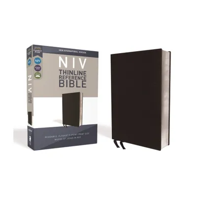 NIV, Thinline Reference Bible, Bonded Leather, Black, Red Letter Edition, Comfort Print - by Zondervan (Leather Bound)