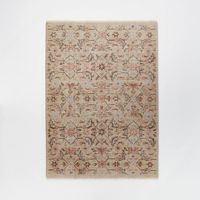 Rockland Hand Knotted Distressed Persian Style Rug Ivory