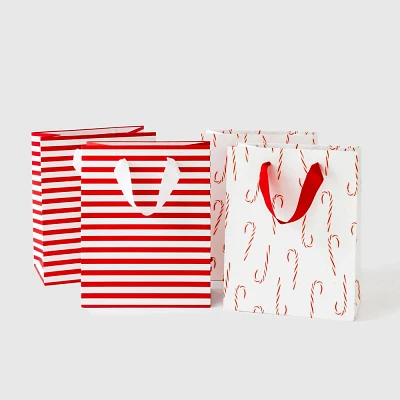 4ct Candy Cane and Stripe Cub Gift Bags - Sugar Paper + Target