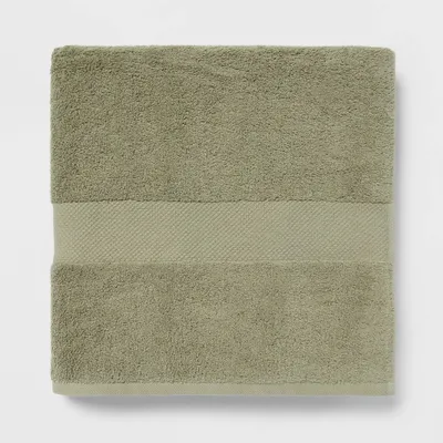 Performance Plus Oversized Bath Towel Light Green - Threshold: 100% Cotton, Fade-Resistant, Heavyweight Terry Bath Sheet