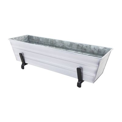 22 Rectangular Galvanized Planter Box with Brackets White - ACHLA Designs