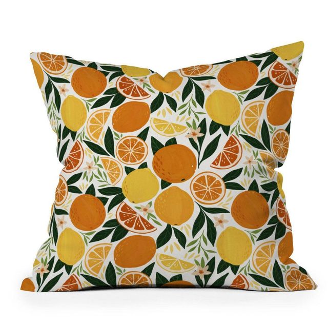 16x16 Avenie Citrus Fruits Square Throw Pillow Yellow/Orange - Deny Designs