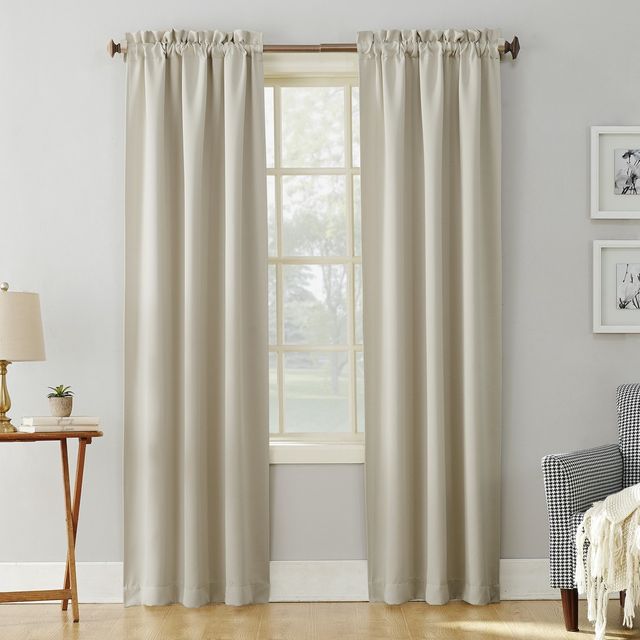 40x63 Sun Zero Blackout Kenneth Energy Saving Rod Pocket Curtain Panel Pearl: Noise Reduction, Energy Efficient