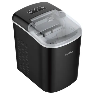 Whirlpool Countertop Ice Maker WHCI26VBA3A: 26 lb Daily Production, Bullet Ice, Black, 1.5 lb Storage, 2 Ice Sizes