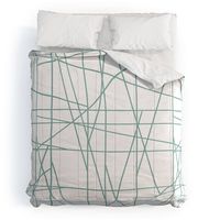 3pc Queen Architecture Dream Cotton Comforter & Sham Set Green - Deny Designs