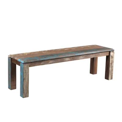 60 Old Reclaimed Wood Bench Brown - Timbergirl: Rustic Rectangle Dining Bench, Seats 1, Dry Dust Care