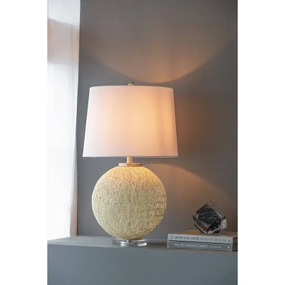 16x26 Estella Table Lamp Beige/White - A&B Home: Natural Linen Shade, Iron Base, UL Listed