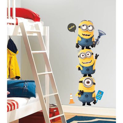 DESPICABLE ME 2 MINIONS GIANT Peel and Stick Wall Decal Yellow/Blue - ROOMMATES: Vinyl Decor for Kids, Removable Stickers