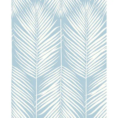 NextWall Palm Silhouette Peel and Stick Wallpaper Light Blue