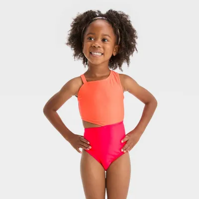 Baby Girls Colorblock One Piece Swimsuit - Cat & Jack 12M: UPF 50