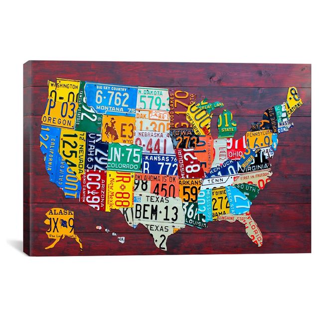 License Plate Map USA by David Bowman Canvas Print ()