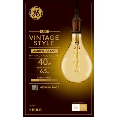 GE 40W Vintage Style PS52 LED Light Bulb Amber Glass