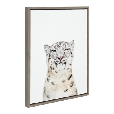 18 x 24 Sylvie Snow Leopard Portrait Framed Canvas by Amy Peterson: Modern Wall Art for Home Decor - Kate & Laurel All Things Decor