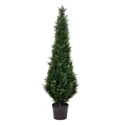 5 Artificial Potted Cedar Tree (UV) - Vickerman: UV-Protected, Indoor/Outdoor, PVC Grass, No Assembly Required