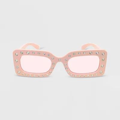 Chunky Square Rhinestone Sunglasses - Wild Fable Pink