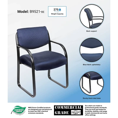 Sled Base Guest Chair - Boss: Sturdy Metal Frame, Padded Back & Seat