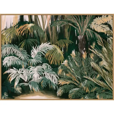 Amanti Art 42 x 32 Lifes a Jungle by Urban Road Framed Canvas Wall Art Print : Mysterious Botanical Theme