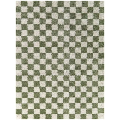 53x7 Havill Classic Checkered Kids Area Rug Green - Balta Rugs: Modern Fade-Resistant Indoor Medium Pile