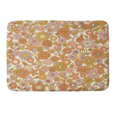 34x21 Jenean Morrison Checkered Past Memory Foam Bath Rug Coral - Deny Designs: Microfiber, Machine Washable, Floral Pattern