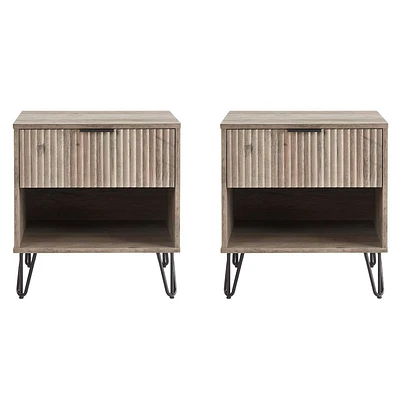 Manhattan Comfort Set of 2 Dumbo Nightstands with Drawer Rustic Gray