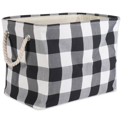 16 x 10 x 12 Medium Polyester Buffalo Check Rectangle Storage Bin White & Black - Design Imports