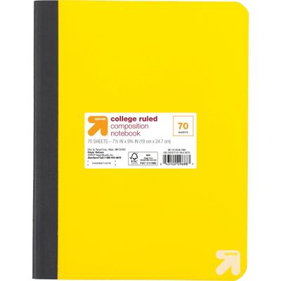 College Ruled  Composition Notebook - up&up: 7.5x9.75, 70 Pages, Flexible Cover, Rounded Corners, Tween & Child