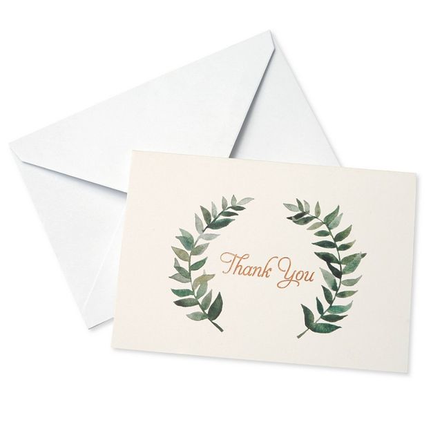 50ct Thank You Cards with Foil Border Gray