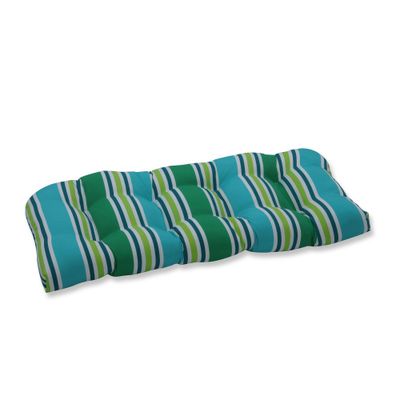 Aruba Stripe Wicker Outdoor Loveseat Cushion : Weather-Resistant Patio Bench - Pillow Perfect