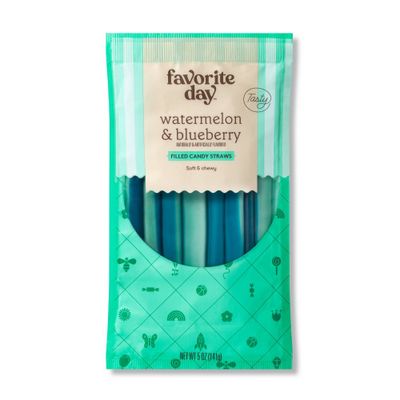 Filled Candy Straws Watermelon & Blueberry - 5oz - Favorite Day
