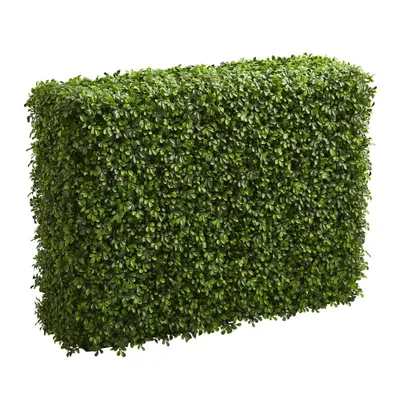 39 Boxwood Artificial Hedge - Nearly Natural: Faux Plant Divider, Mid-Century Modern Decor, Indoor/Outdoor Use