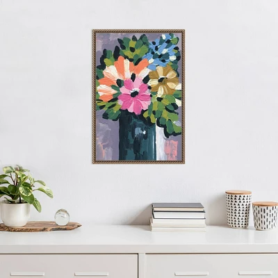 Amanti Art 16x23 Painterly Florals in Vase I by Yvette St. Amant Framed Canvas Wall Art Print